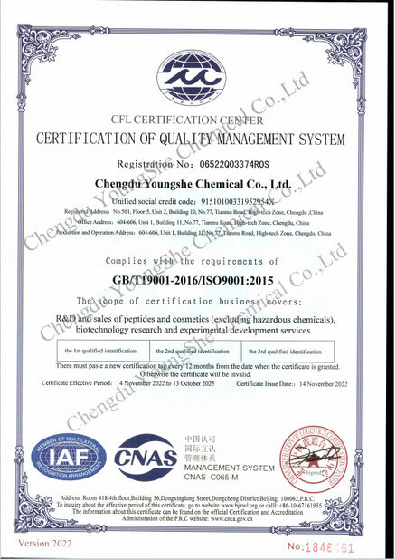 China Chengdu YoungShe Chemical Co.,Ltd zertifizierungen